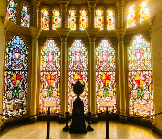 Stained Glass inside the Mountain View mausoleum